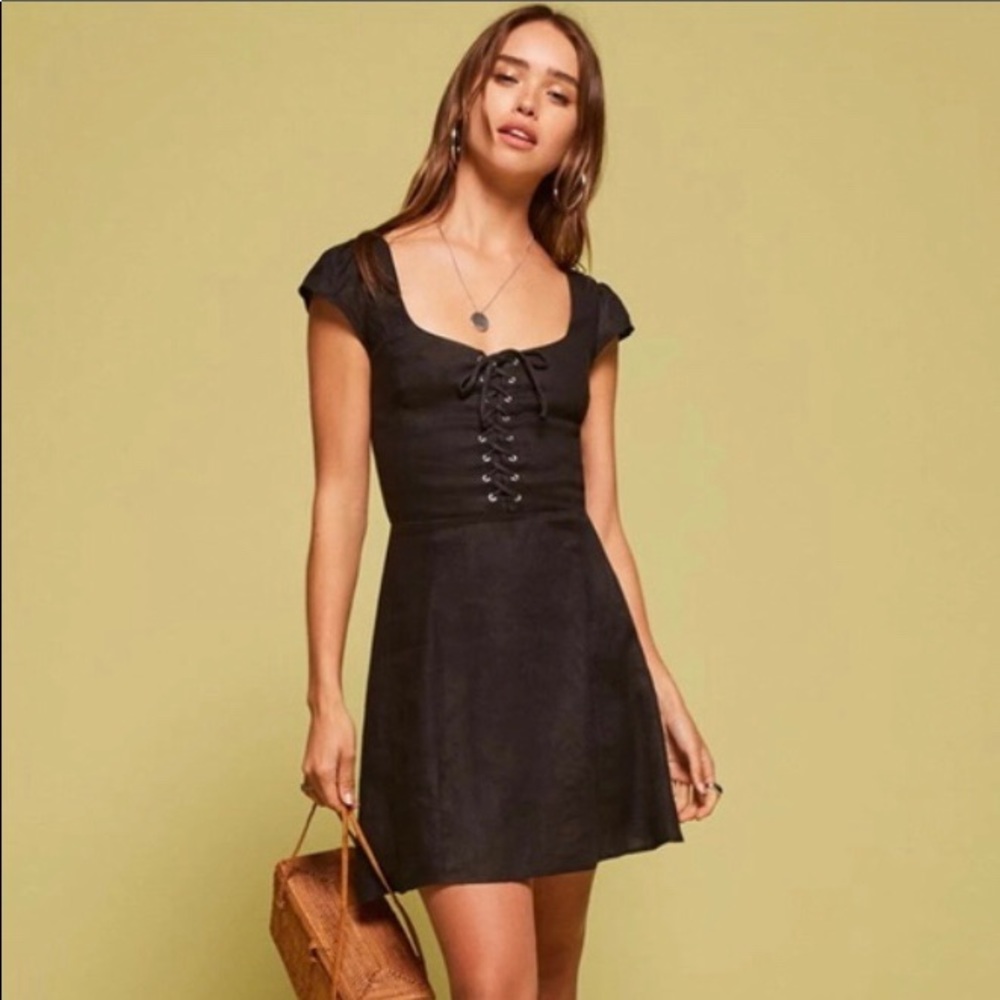 NWOT Reformation lace up front mini dress